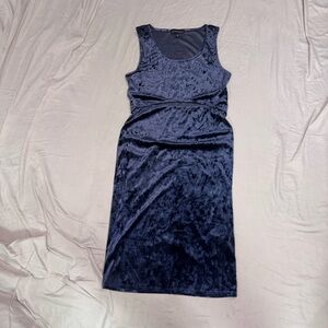 Elegant Navy Blue Velvet Dress
